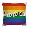 thumbnail image 1 of Pride Decorations Throw Pillow Cushion Cover, Dated Aged Rainbow Flag with Gay Pride Typography Retro LGBT Parade Theme, Decorative Square Accent Pillow Case, 24 X 24 Inches, Multicolor, by Ambesonne, 1 of 2
