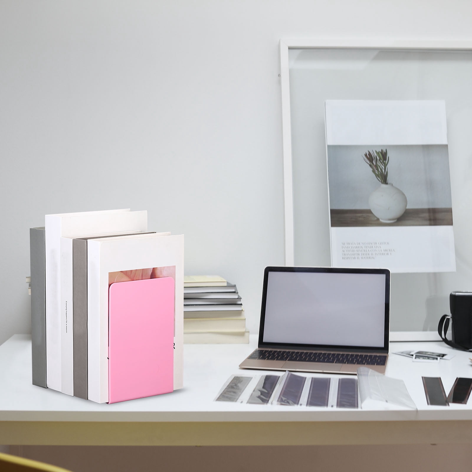 Unique Bargains Acrylic L-shaped Book Ends for Desktop Bookshelf Organizer 4Pcs Clear
