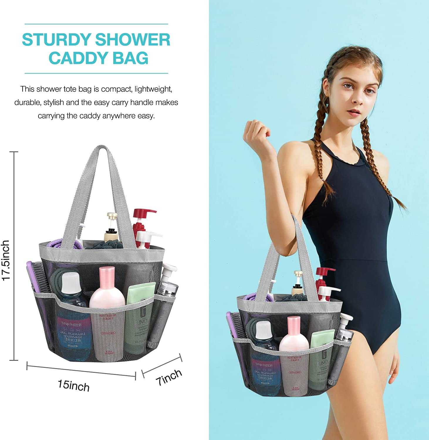Mesh Shower Caddy For College Dorm Room Essentials, Hanging Portable Tote  Bag Toiletry For Bathroom