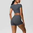 thumbnail image 6 of Women's Yoga Outfit Seamless Workout Set Sport Crop Tops High Waist Shorts Exercise Two Piece Gym Tracksuits, L, 6 of 6
