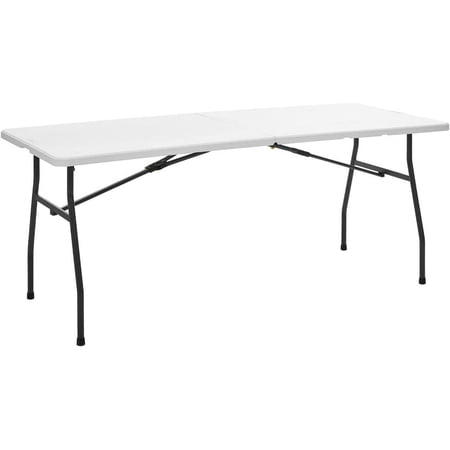 6 Foot Fold-in-Half Table with Curve Legs, White