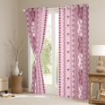 thumbnail image 3 of jejeloiu Retro Aztec Geometric Black Out Curtains,Vintage Boho Tribal Curtains Pack of 2 (42x63 Each),Pink Triangle Cute Flower Bedroom Curtains For Men Women,Breathable Home Decor, 3 of 6