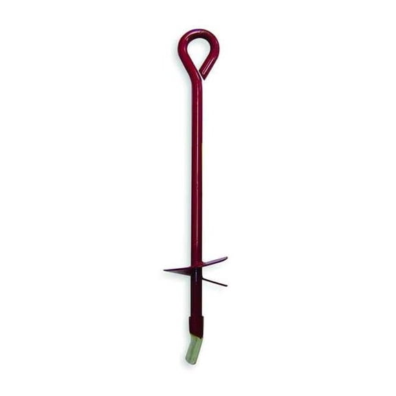 4 in Dia x 40 in L Screw-In Earth Anchor, Steel, Painted Red