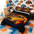 thumbnail image 2 of Meiyoeat Vintage Muscle Car Full Size Comforter Sets 3-Piece for Boys,Flame Track Art Bedding Comforter Set,Black Reversible,1 Comforter and 2 Pillowcases,1 Comforter and 2 Pillowcases, 2 of 6