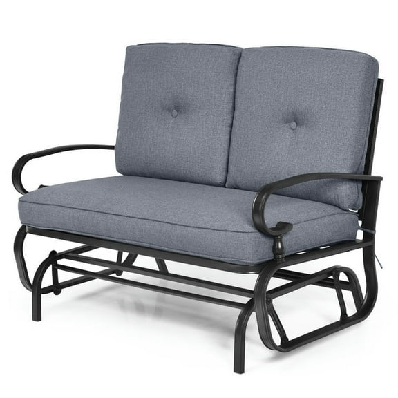 Demifill 2 Seats Outdoor Swing Glider Chair with Comfortable Cushions, Outdoor Swing Glider Bench, Patio Loveseat Glider for Outdoor as Backyard, Porch, Garden, Gray
