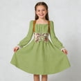 thumbnail image 2 of DxhmoneyHX Girls Long Sleeve Vintage Dresses Floral Corset Formal Dress Festival Costume Party Dress Kids Historical Outfits Age 7-13 Years, 2 of 7