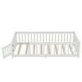 thumbnail image 5 of Twin Size Bed Floor Bed with Safety Guardrails and Door, White, 5 of 16
