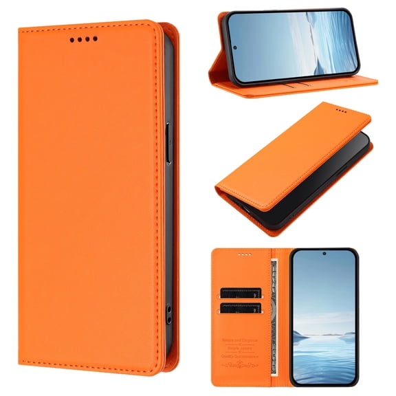Allytechgroup Wallet Case for Samsung Galaxy S26 Ultra, Retro PU Leather Flip Cover with Cards Slots Stand Shockproof Lightweight Folio Phone Case for Women Men, Orange
