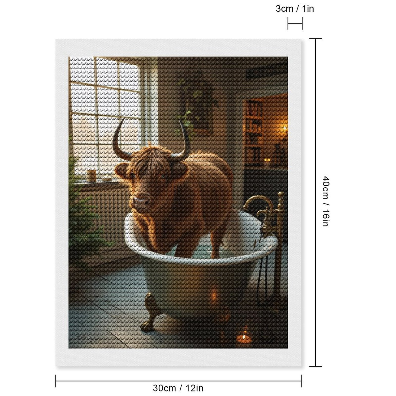 Diamond Art Kits for Adults, Bathing Cow Indoors With Candles 5D Diamond Painting Kits for Adults Beginners, DIY Full Drill Diamond Painting, Gem Art and Crafts 12x16