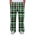 thumbnail image 3 of GrmtClth Mens Plaid Cargo Sweatpants Elastic Drawstring Waist Baggy Wide Leg Multi Pocket Casual Trousers Light Green L, 3 of 5