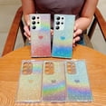 thumbnail image 6 of for Samsung Galaxy S23 Ultra Case, Iridescent Holographic Gradient Bling Glitter Clear Phone Case with Camera Lens Cover Soft Shockproof Cute Heart S23 Ultra Case for Women Girls 6.8" (Blue Heart), 6 of 10