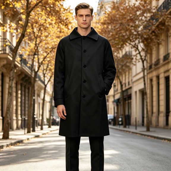 Mens Trench Coat Slim Fit Single Breasted Long Windbreaker Jacket Classic Lapel Casual Overcoat Business Trench Jacket