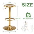 thumbnail image 4 of Metal Bar Stools Set of 2, Counter Height Adjustable Barstools, Backless 360° Swivel Kitchen Stools for Island, Dining, Bistro, Pub (Gold）, 4 of 14