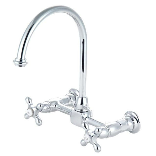 Kingston Brass KS1291AX 8 Inch Center Wall Mount Kitchen Faucet - Polished Chrome