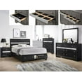thumbnail image 6 of Contemporary 6pc King Size Storage Drawers Bed Dresser Mirror Nighstand Chest Set Black Wooden Home Bedroom Furniture, 6 of 6