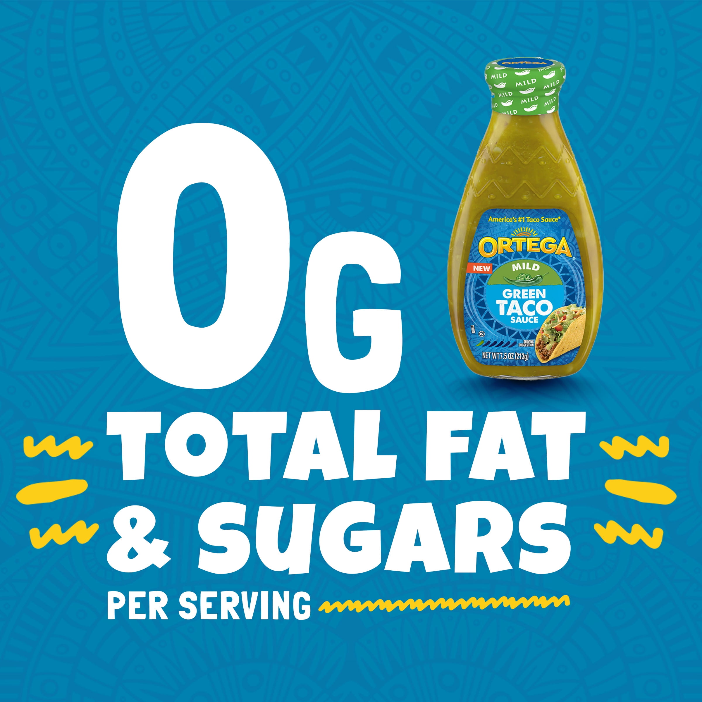 (4 pack) Ortega Mild Green Taco Sauce, Mild Green Sauce for Tacos, Nachos & Fajitas, 7.5 oz Bottle
