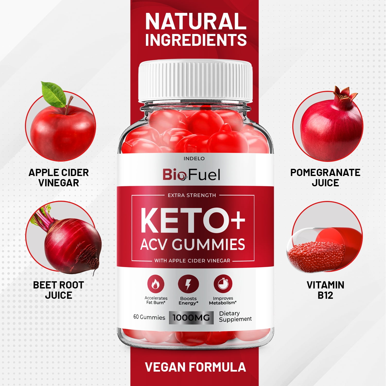 (3 Pack) BioFuel Keto ACV Gummies - BioFuel Keto+ACV Gummies, Extra Strength with Apple Cider Vinegar Vitamin B6 Vitamin B12 Beetroot Powder (180 Gummies)
