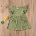 thumbnail image 4 of FLMEI 1-4T Girls Summer Dress for Kids Toddler Flying Sleeves Princess Dresses Baby Girls Solid Colour Sundress, 4 of 9
