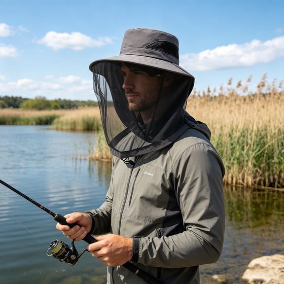 Mosquito Fishing Safari Mesh Net Hat, Sun Hat Cycling Sun Hat Outdoor Face Fisherman's Hat Summer Breathable Hat, Sun Protection Women Men Bug Cap