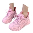 thumbnail image 3 of AUDeals Women Chunky Platform Sneakers, Colorblock Casual Shoes, Breathable Walking Shoes with Glitter Detail (Pink, 6), 3 of 9