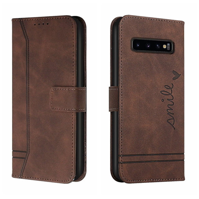 Funda con tapa estilo vintage para Samsung S10 Plus, ranura para múltiples tarjetas, protección total, estilo retro, material PU+TPU