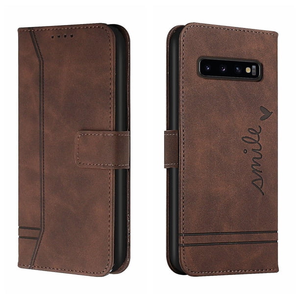Funda con tapa estilo vintage para Samsung S10 Plus, ranura para múltiples tarjetas, protección total, estilo retro, material PU+TPU