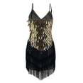 thumbnail image 5 of ZQGJB Cocktail Dresses for Women Sequin Feather Sleeveless Spaghetti Straps Backless Prom Party Club Dress Fashion Solid V Neck All-Over Fringe Sexy Bodycon Mini Dress #03-Gold One Size, 5 of 6