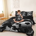 thumbnail image 3 of Castle Fairy Vintage Soccer Full Size Bedding Sets 7 Pieces, Puzzle Tunnel Full Size Bed in a Bag, Black White,Black Reversible, 3 of 7