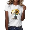thumbnail image 2 of Inverlee Funny Sunflower Print Tee for Women Trendy Basic Short Sleeve Tshirts Summer Casual Petite Tee, 2 of 5