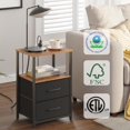 thumbnail image 4 of End Table with Charging Station, Side Table with 2 USB Ports and Outlets, Nightstand with Cloth Drawer, Set of 2, Couch Table, Brown and Black TB01BB052K, 4 of 14