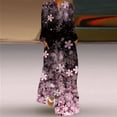 thumbnail image 3 of WAYOFLOVE Robe Imprimée Rose Printemps Automne Verte Manches Longues Plage Décontractée Fermeture Éclair Femme Élégante Col en V Longue Robe Femme, 3 of 4