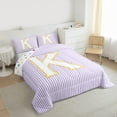 thumbnail image 3 of Feelyou Princess Monogrammed K Queen Comforter Set for Teens, Kawaii Cartoon Letter Bedding Sets, Modern Fashion Lines Reversible Bedding Comforter Set, Breathable Home Decor, 3-Piece, 3 of 8