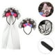 thumbnail image 3 of 2pcs Halloween encaje malla cabello aro diadema de flores de cráneo para mujeres estilo aleatorio, 3 of 6