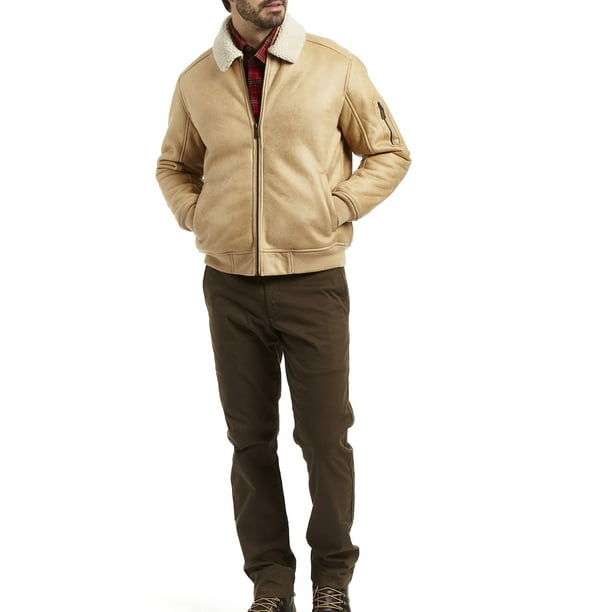 RFT Rainforest Men's Nubuck Faux Shearling Lined Bomber Jacket