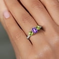 thumbnail image 4 of Gem Stone King Oval Checkerboard Purple Amethyst Green Peridot 2.00 Ct 925 Sterling Silver Ring (Size 9), 4 of 6