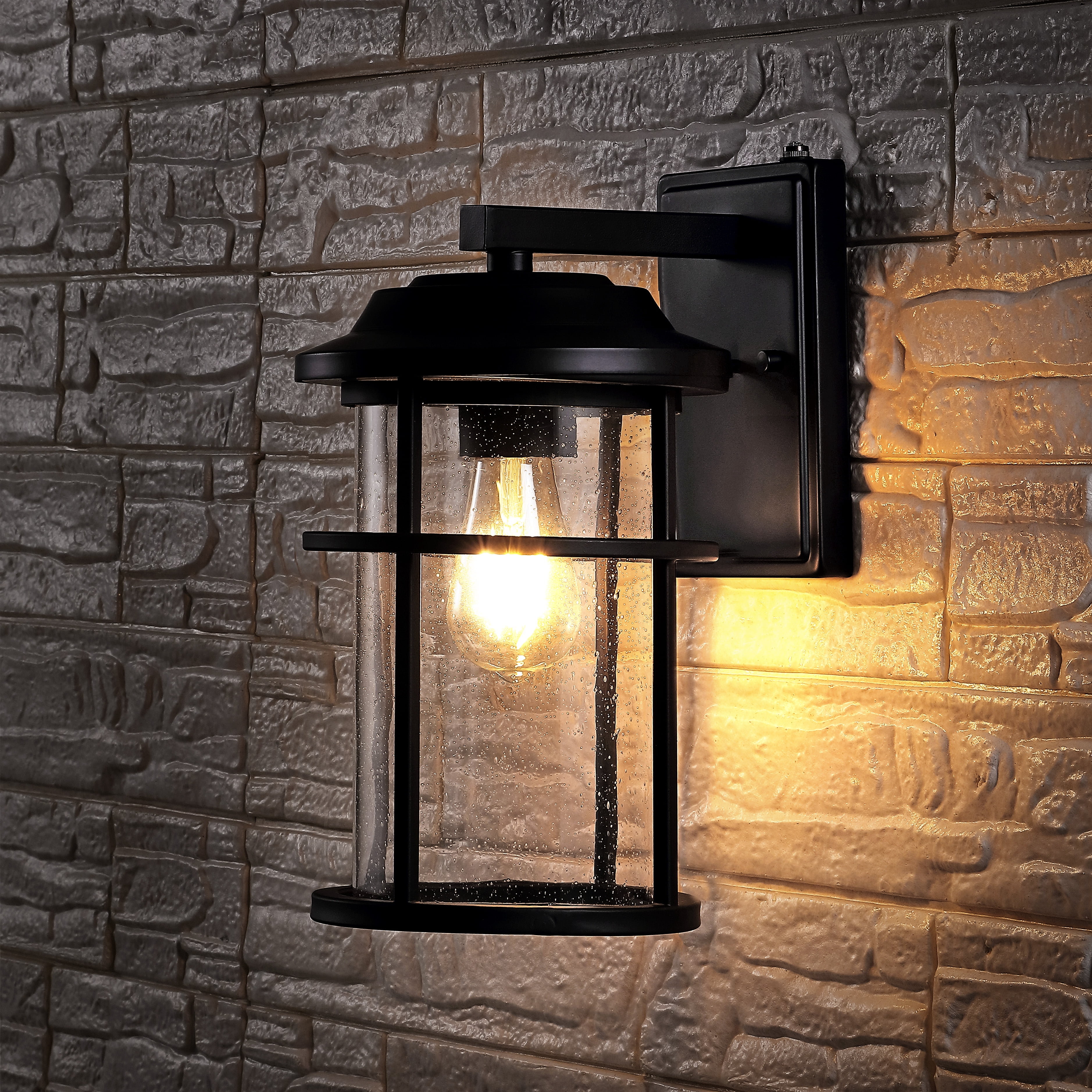 SAFAVIEH Cianna LED Matte Black Metal Wall Sconce with Clear Shade, Set of 2