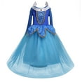 thumbnail image 4 of HAWEE Little Girls Princess Cosplay Dress Off Shoulder Blue Dress Halloween Fancy Dress Accessories Age 3-8Y, 4 of 5
