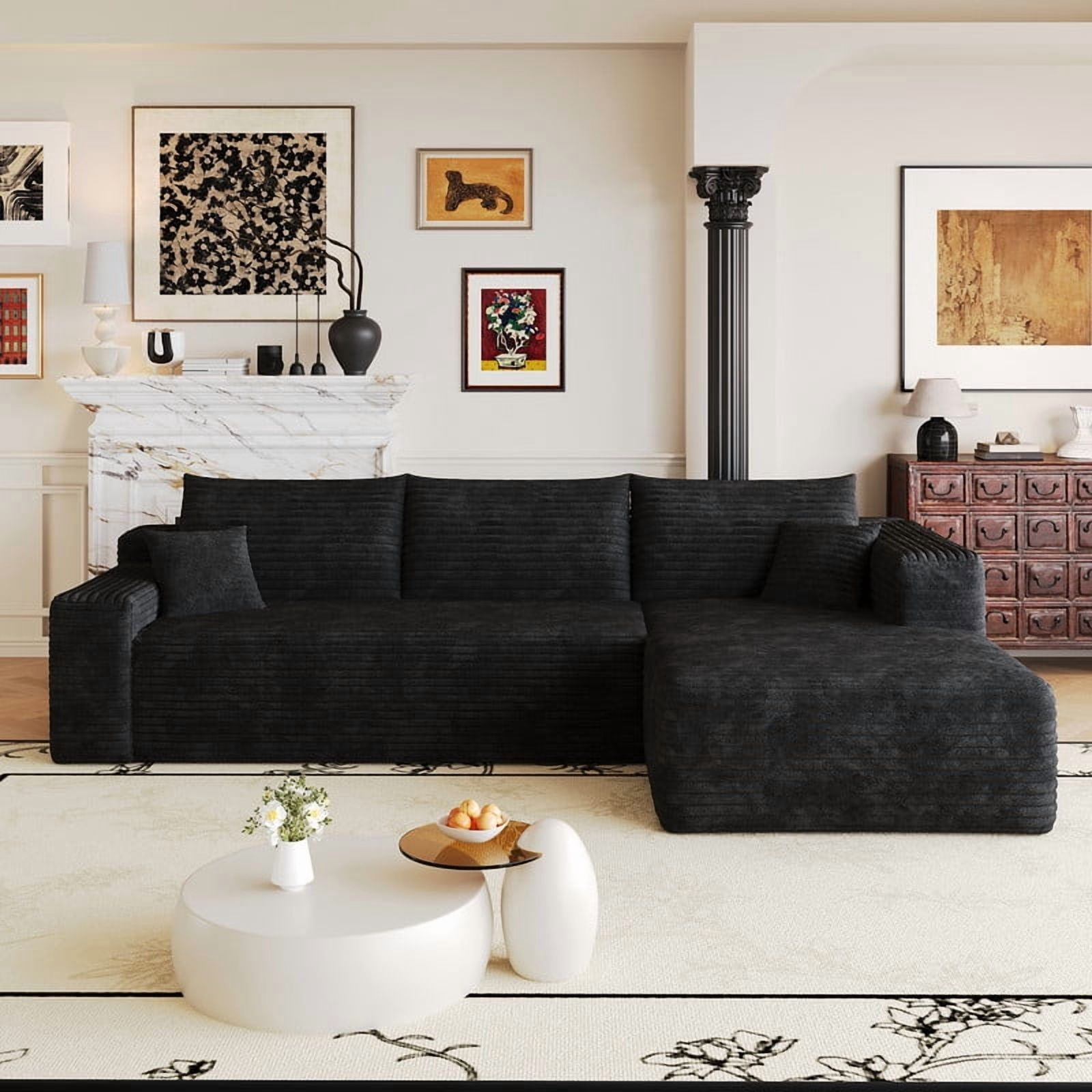 103" Cloud Sectional Sofa, Modern L-Shaped Modular Couch with Chaise Lounge, Minimalist Comfort Deep Seat Sofa for Living Room, Apartment, Bedroom, No Assembly Required