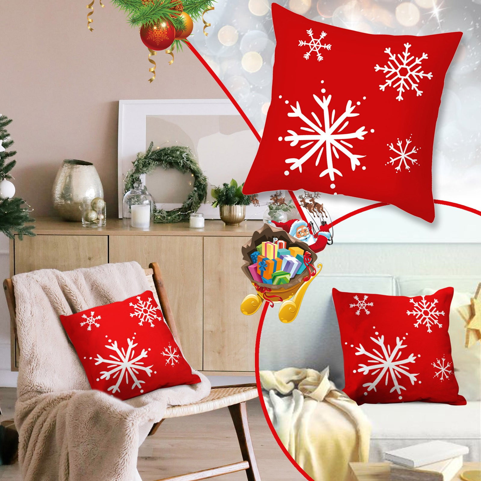 Housse De Coussin Noel 45x45 CM, Lot De 2 Housse Coussin Noël