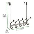 thumbnail image 5 of mDesign Closet Over Door/Wall Mount 10 Hook Storage Organizer Rack, Bronze, 5 of 7