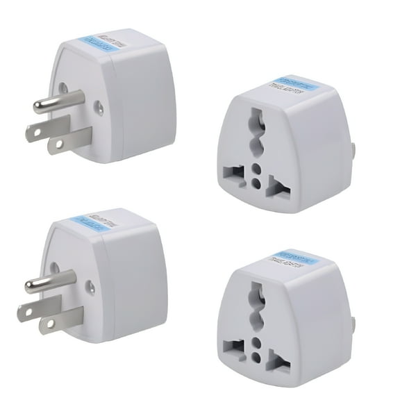 GJX 4 Packs Universal Travel Plug Adapter, UK to US Plug Adapters, European to US Canada Adapter, India to USA General Travel Adapter AC Power Plug Travel Socket Converter Outlet