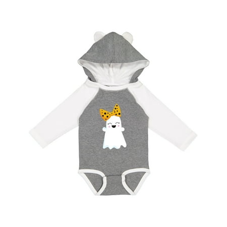 

Inktastic Cute Ghost Little Ghost Ribbon Halloween Gift Baby Girl Long Sleeve Bodysuit