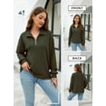 thumbnail image 7 of SLADYGLO Women Quarter Zip Up V Neck Drawstring Hem Long Sleeve Sweatshirt, 7 of 7