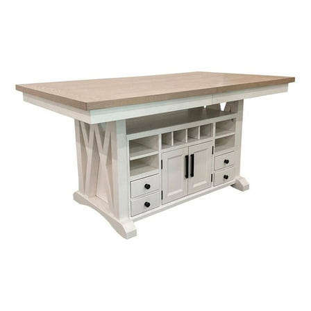 Pemberly Row 72" Wood Island Extendable Dining Table in White