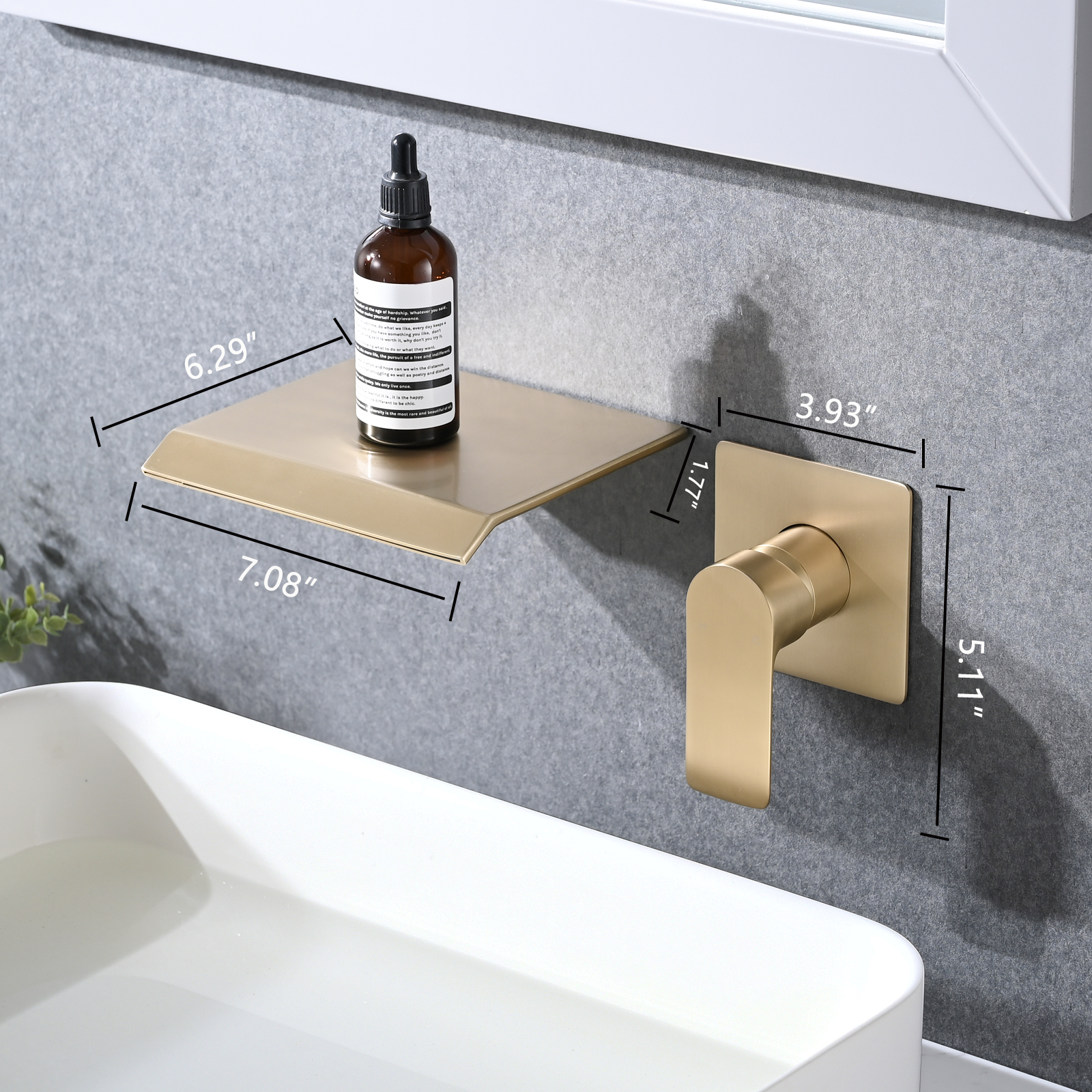 Cerypsa Single Handle Brushed Gold Waterfall Bathroom Sink Faucet, Bathtub Basin Faucet