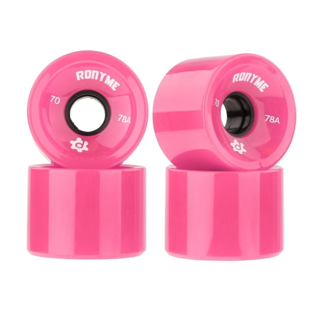 4 ruedas de repuesto de PU para longboard de 70 mm, dureza 78A, para patineta de crucero Rosa