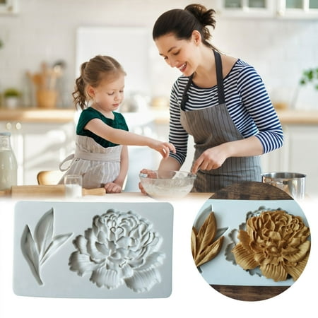 

3D Three-dimensional Peony Flower And Leaf Baking Silicone Fondant DIY Cake Mold cake molds for baking cupcake molds for baking baking silicone molds