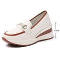 thumbnail image 4 of Women's Slip On Platform Wedge Loafers Lightweight Leather Wide Toe Box Tennis Shoes Comfortable Walking Sneakers Brown Size 8.5, 4 of 5