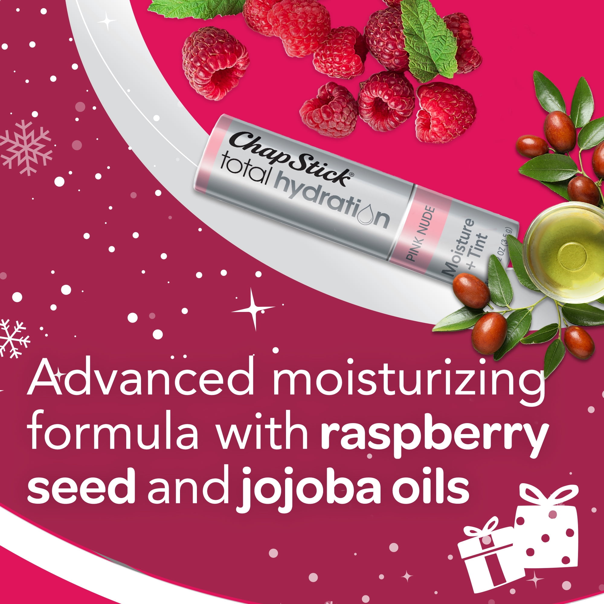 ChapStick Total Hydration Moisture + Tint Pink Nude Tinted Lip Balm, Tinted Moisturizer for Lips - 0.12 oz