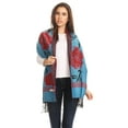 thumbnail image 5 of Sakkas Soffia Damask Rose Super Soft and Warm Pashmina Scarf Shawl Vegan Work - Turq/red - One Size Regular, 5 of 5